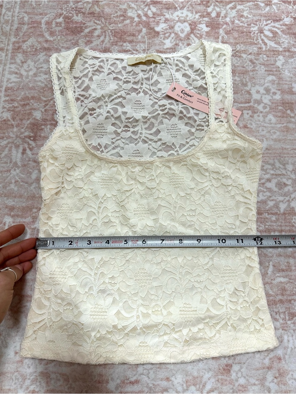 NWT 🤍 Y2K Cream Lace Square-Neck Tank Top - Picture 9 of 9